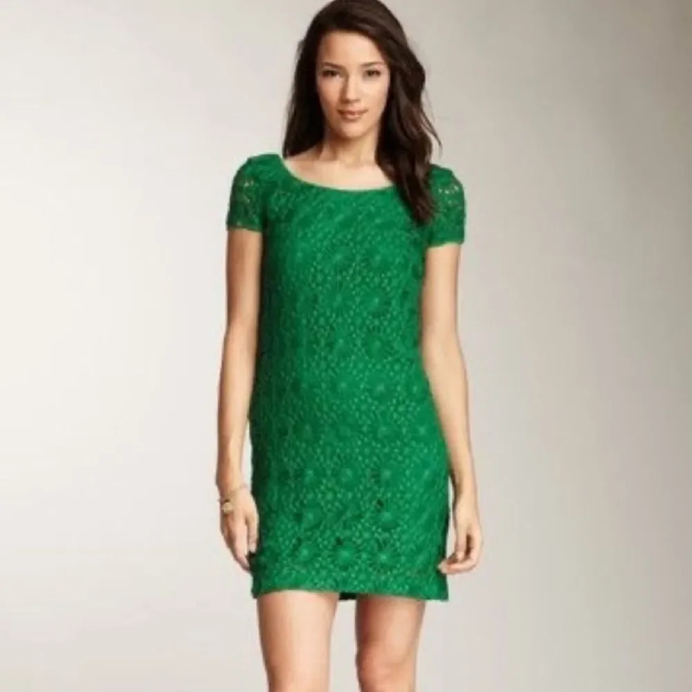 Anthropologie Cluny by Cynthia Steffe Green Crochet Lace Mini Dress, Size 2 NWOT